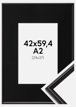 Ramme Horndal Sort 42x59,4 cm (A2) - Passepartout Sort 25x38 cm