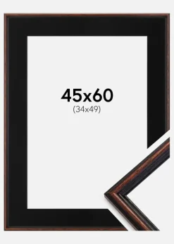 Ramme Horndal Valnød 45x60 cm - Passepartout Sort 35x50 cm