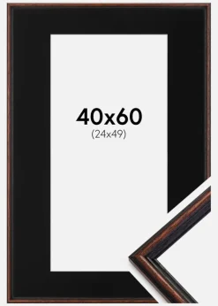 Ramme Horndal Valnød 40x60 cm - Passepartout Sort 25x50 cm