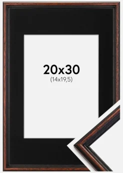 Ramme Horndal Valnød 20x30 cm - Passepartout Sort 15x21 cm (A5)