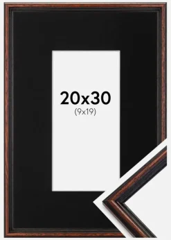 Ramme Horndal Valnød 20x30 cm - Passepartout Sort 10x20 cm