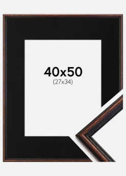 Ramme Horndal Valnød 40x50 cm - Passepartout Sort 28x35 cm