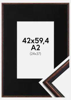 Ramme Horndal Valnød 42x59,4 cm (A2) - Passepartout Sort 25x38 cm