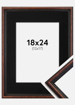 Ramme Horndal Valnød 18x24 cm - Passepartout Sort 13x18 cm