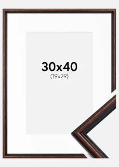 Ramme Horndal Valnød 30x40 cm - Passepartout Hvid 20x30 cm