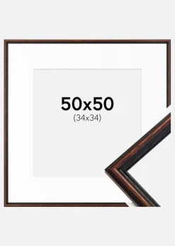 Ramme Horndal Valnød 50x50 cm - Passepartout Hvid 35x35 cm