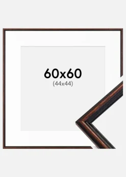 Ramme Horndal Valnød 60x60 cm - Passepartout Hvid 45x45 cm