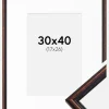 Ramme Horndal Valnød 30x40 cm - Passepartout Hvid 18x27 cm