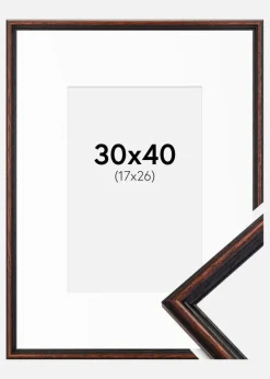 Ramme Horndal Valnød 30x40 cm - Passepartout Hvid 18x27 cm