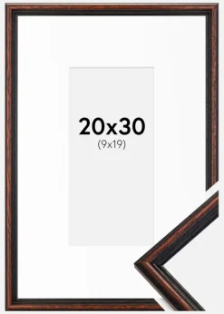 Ramme Horndal Valnød 20x30 cm - Passepartout Hvid 10x20 cm