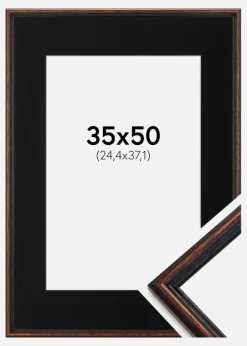 Ramme Horndal Valnød 35x50 cm - Passepartout Sort 10x15 inches