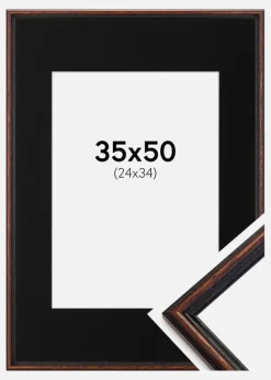 Ramme Horndal Valnød 35x50 cm - Passepartout Sort 25x35 cm