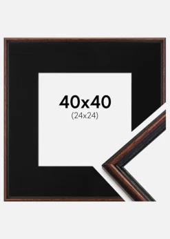 Ramme Horndal Valnød 40x40 cm - Passepartout Sort 25x25 cm