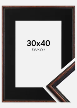 Ramme Horndal Valnød 30x40 cm - Passepartout Sort 21x30 cm