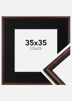 Ramme Horndal Valnød 35x35 cm - Passepartout Sort 24x24 cm