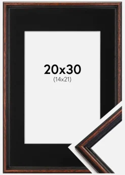 Ramme Horndal Valnød 20x30 cm - Passepartout Sort 15x22 cm