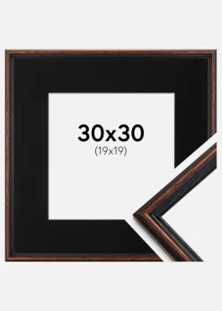 Ramme Horndal Valnød 30x30 cm - Passepartout Sort 20x20 cm