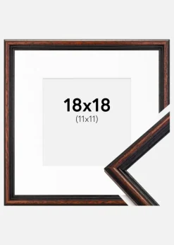Ramme Horndal Valnød 18x18 cm - Passepartout Hvid 12x12 cm