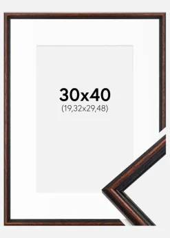 Ramme Horndal Valnød 30x40 cm - Passepartout Hvid 8x12 inches