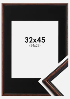 Ramme Horndal Valnød 32x45 cm - Passepartout Sort 25x30 cm