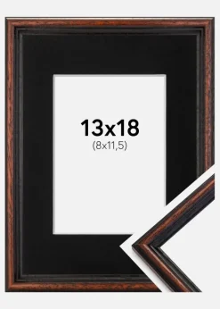 Ramme Horndal Valnød 13x18 cm - Passepartout Sort 9x12 cm