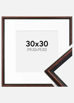 Ramme Horndal Valnød 30x30 cm - Passepartout Hvid 8x8 inches