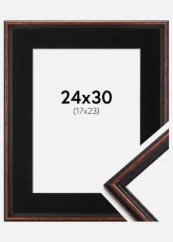 Ramme Horndal Valnød 24x30 cm - Passepartout Sort 18x24 cm