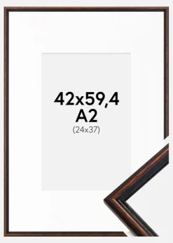 Ramme Horndal Valnød 42x59,4 cm (A2) - Passepartout Hvid 25x38 cm