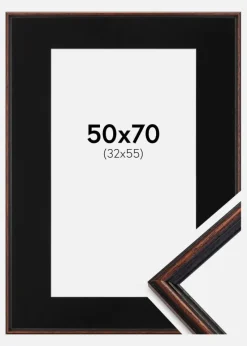 Ramme Horndal Valnød 50x70 cm - Passepartout Sort 33x56 cm