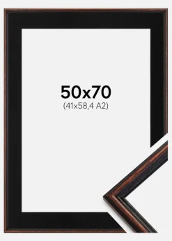 Ramme Horndal Valnød 50x70 cm - Passepartout Sort 42x59,4 cm (A2)