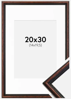 Ramme Horndal Valnød 20x30 cm - Passepartout Hvid 15x21 cm (A5)