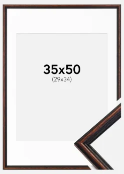 Ramme Horndal Valnød 35x50 cm - Passepartout Hvid 30x35 cm