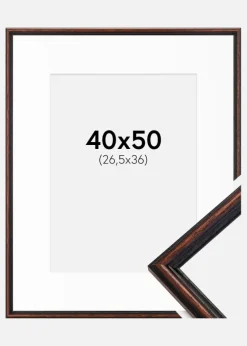 Ramme Horndal Valnød 40x50 cm - Passepartout Hvid 27,5x37 cm