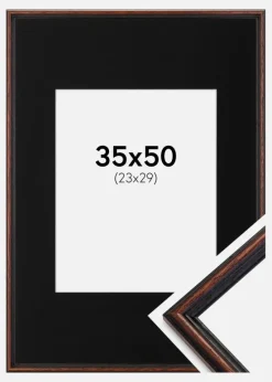 Ramme Horndal Valnød 35x50 cm - Passepartout Sort 24x30 cm