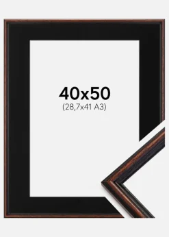 Ramme Horndal Valnød 40x50 cm - Passepartout Sort 29,7x42 cm (A3)
