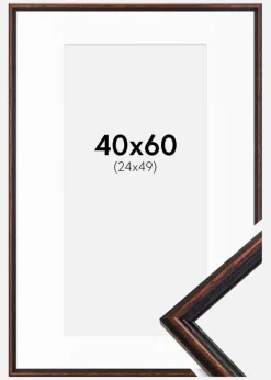 Ramme Horndal Valnød 40x60 cm - Passepartout Hvid 25x50 cm