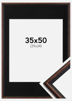 Ramme Horndal Valnød 35x50 cm - Passepartout Sort 30x35 cm