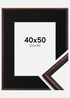 Ramme Horndal Valnød 40x50 cm - Passepartout Sort 27x35 cm