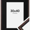 Ramme Horndal Valnød 30x40 cm - Passepartout Sort 20x30 cm