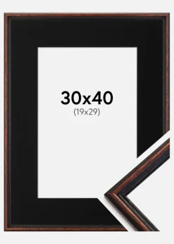 Ramme Horndal Valnød 30x40 cm - Passepartout Sort 20x30 cm