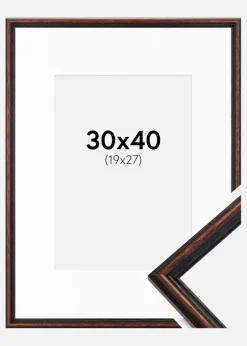 Ramme Horndal Valnød 30x40 cm - Passepartout Hvid 20x28 cm