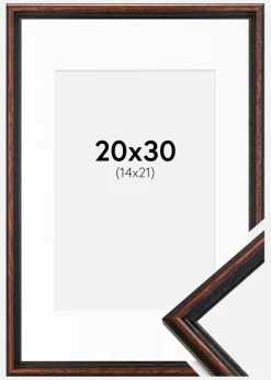 Ramme Horndal Valnød 20x30 cm - Passepartout Hvid 15x22 cm