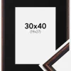 Ramme Horndal Valnød 30x40 cm - Passepartout Sort 20x28 cm