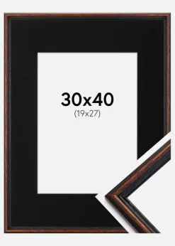 Ramme Horndal Valnød 30x40 cm - Passepartout Sort 20x28 cm