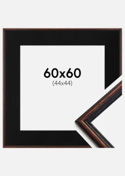 Ramme Horndal Valnød 60x60 cm - Passepartout Sort 45x45 cm