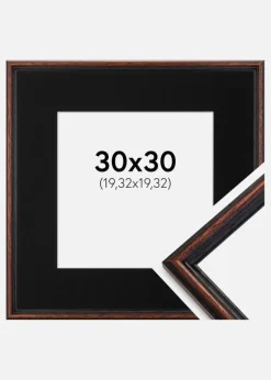 Ramme Horndal Valnød 30x30 cm - Passepartout Sort 8x8 inches