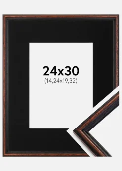 Ramme Horndal Valnød 24x30 cm - Passepartout Sort 6x8 inches