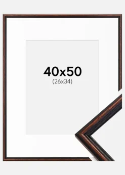 Ramme Horndal Valnød 40x50 cm - Passepartout Hvid 27x35 cm