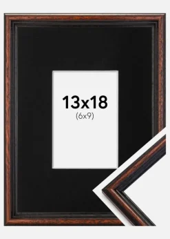 Ramme Horndal Valnød 13x18 cm - Passepartout Sort 7x10 cm