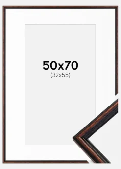 Ramme Horndal Valnød 50x70 cm - Passepartout Hvid 33x56 cm